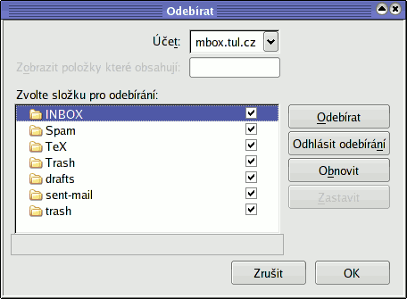 konfigurace odběru složek