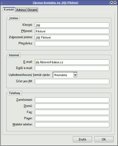 editace kontaktu