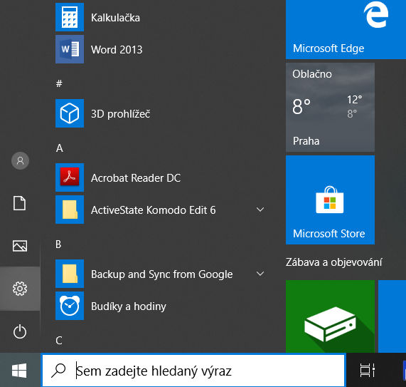 nastavení aktualizací ve Windows 10